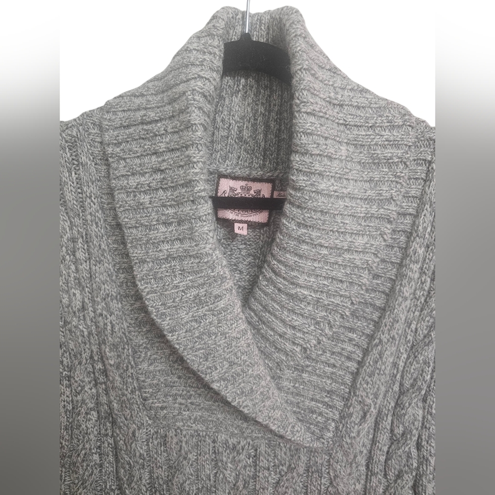 NWOT | Juicy Couture Gray Cable-Knit Cowl Neck Sweater Vest | Pass Thru Pocket
